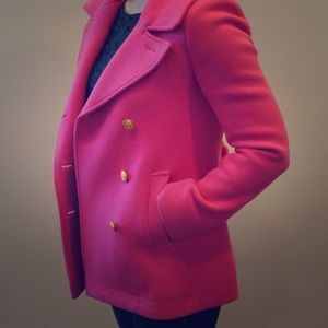 J. Crew Pea Coat - Bright Pink